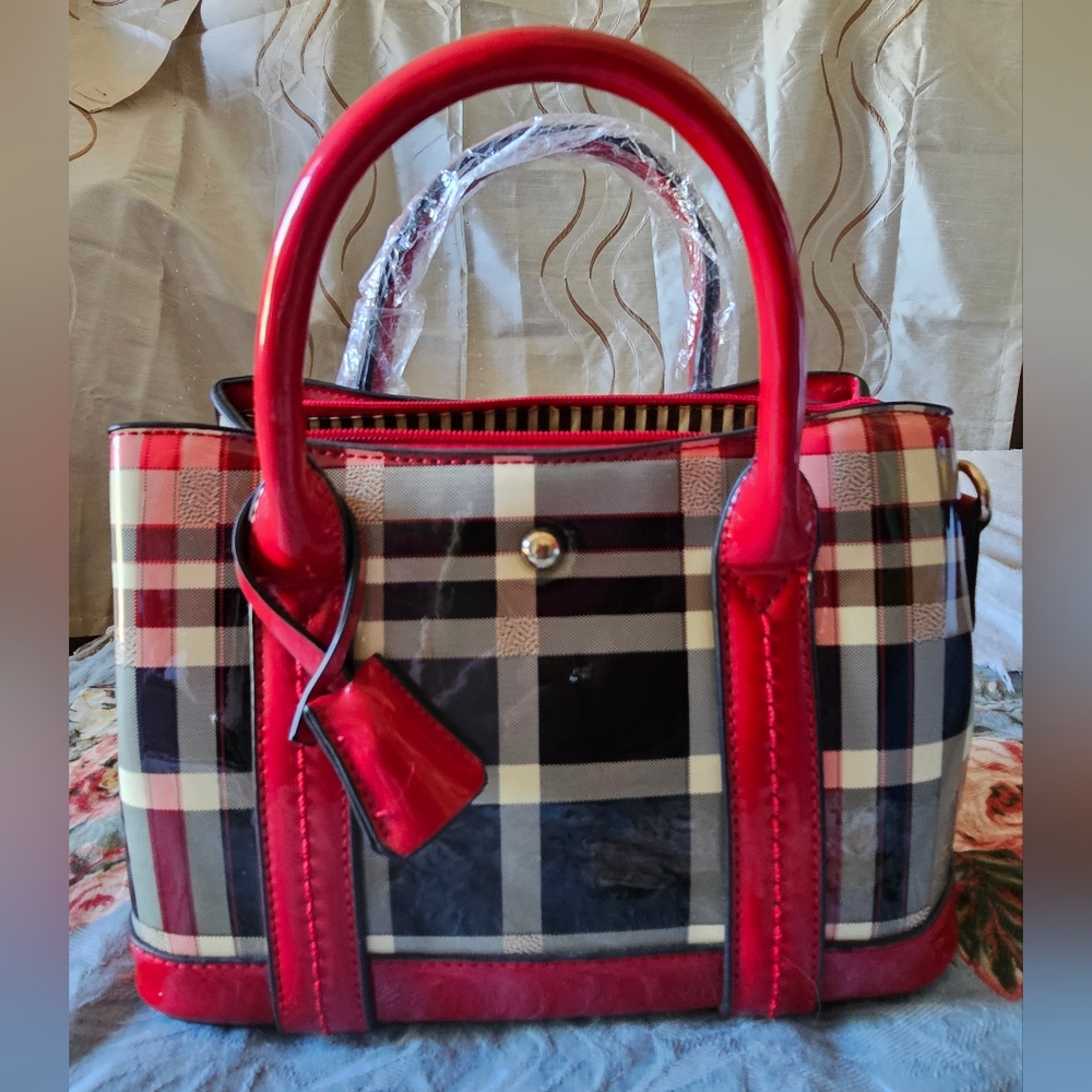 Red Plaid Women's Handbag